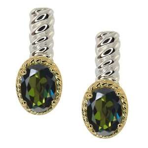   Tourmaline Green Mystic Topaz Silver 10k Yellow Gold Earrings Jewelry