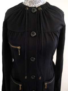 NEW Kensie Girl French Terry Coat Jacket Cotton Black W Metelic 