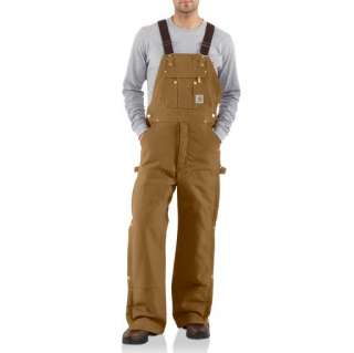 Carhartt Mens R41 Duck Zip to Thigh Bib Overalls Brown Insulated 