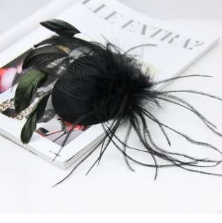   description features n mini top hat with black feather tendrils and