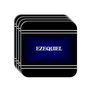 Personal Name Gift   EZEQUIEL Set of 4 Mini Mousepad Coasters (black 