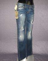 NWT Womens SILVER Jeans DESTROYED LOW RISE FLARE BOOTCUT DARK BLUE 