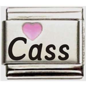  Cass Pink Heart Laser Name Italian Charm Link Jewelry