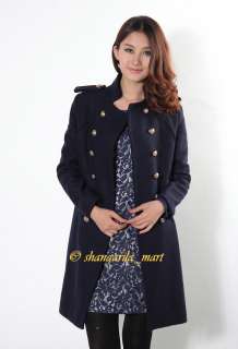 Navy Blue Double breasted Military Coat Princess Kate Worn on Armed 