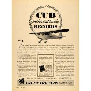  1939 Ad Count the Cubs Airplane Records Flying Course 