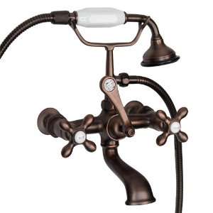  Wall Mount Faucet with English Telephone Shower   Cross 