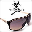 Aviator Biohazard Optics Sunglasses Glasses Shades Men Black/Gold 