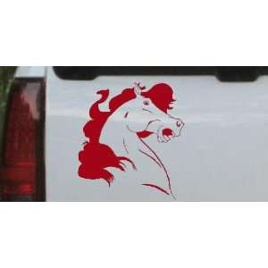 Horse Head Western Car Window Wall Laptop Decal Sticker    Red 8in X 8 