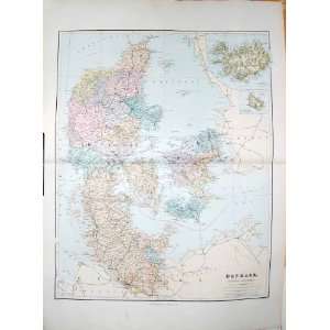  STANFORD MAP 1904 DENMARK ICELAND BORNHOLM SAMSOE
