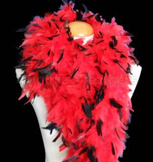 100g Chandelle Feather Boa boas, Red with Black tips  