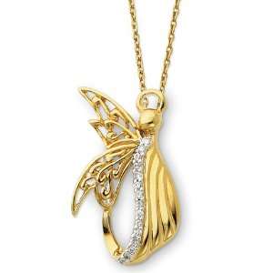   Silver & Gold plated Angel of Perseverance 18in Necklace Jewelry