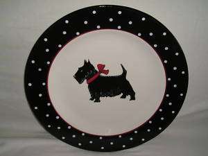 MESA CHRISTMAS RED BOW BLACK SCOTTY SERVING PLATTER NEW  