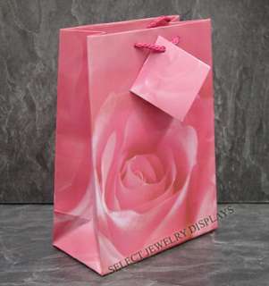 20pc Pink Rose Jewelry Shopping Gift Bag Tote 6 3/4H  