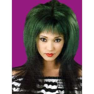  Wig Goth Bouffant Deluxe Two Tone Black with Green Tint 