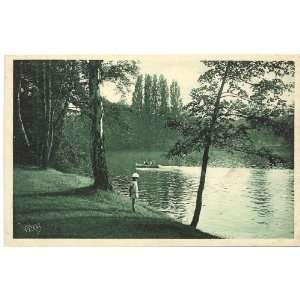 1920s Vintage Postcard A View at the Bois de Boulogne   Paris France