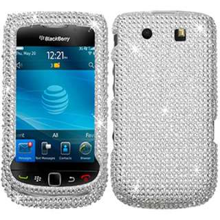WHITE CRYSTAL BLING CASE COVER BLACKBERRY TORCH SILVER 9800 9810 