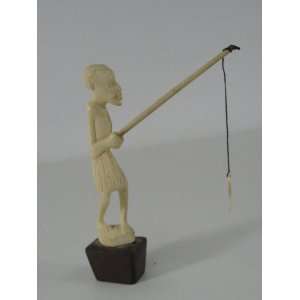 African art man with fishing pole