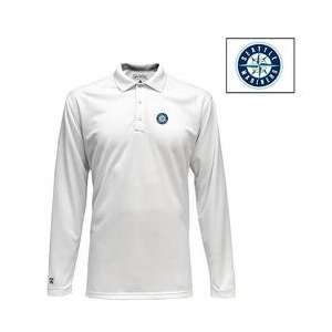 Seattle Mariners Long Sleeve Victor Polo by Antigua   White Extra 