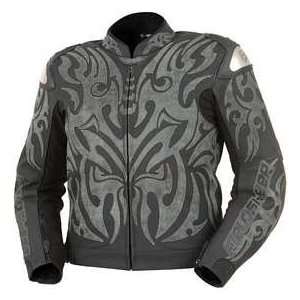  TATT LEATHER MOTORCYCLE JACKET BLACK_GRAY Sports 