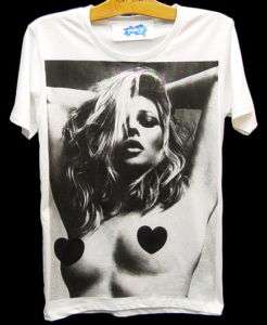 KATE MOSS Brit Top Fashion Model Icon Retro T Shirt S/M  