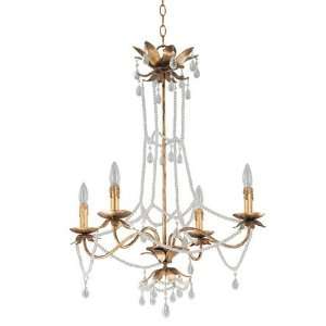 Flambeau Lighting CH1156 4 Gold and Crystal Lydia Transitional 4 Light 