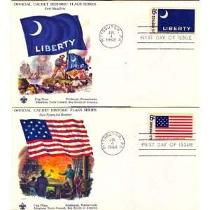    Day Covers, Boy Scouts Historic Flags Series Scott #s 1345 1346 Mint
