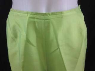 DKNY Lime Green Silk Blouse Pants Outfit Set Sz 6  