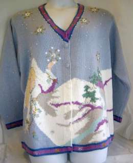 STORYBOOK KNIT  blue snow angel sweater 3X Plus  
