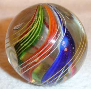   LARGE SHOOTER MARBLE SWIRL ONION GLASS HAND BLOWN BUBBLES  