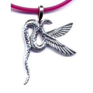  18 Fuschia Winged Serpent Necklace Sterling Silver 