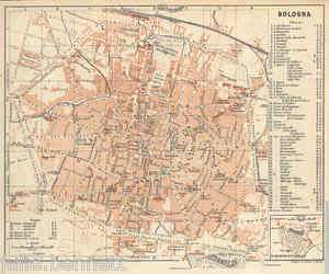 Italy 1913 BOLOGNA. Old antique city map plan  