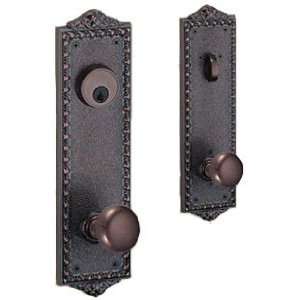   Nickel Colonial Crest Double Cylinder Keyed Entry Set from the Coloni