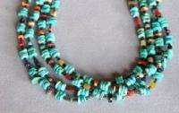 Santo Domingo Turquoise Multi Gems Heishi 33 Necklace  