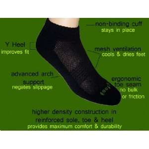  Footprint Large Black Bamboo Low Cut Socks Sports 