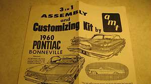 Vintage Instructions AMT 1960 Pontiac Bonneville  