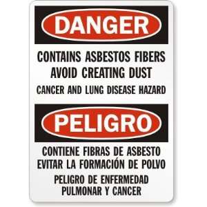   Dust   Cancer and Lung Disease Hazard (Bilingual) Plastic Sign, 10 x