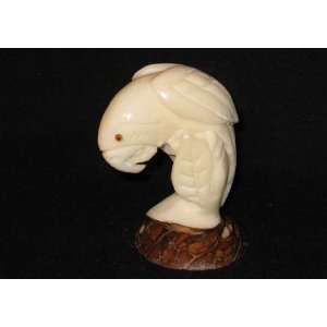 Ivory Parrot Tagua Nut Figurine Carving, 3.2 x 2 x 1.2  