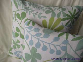 Jane Churchill Calder Blue Lime Green White Leaf Linen Fabric mini 
