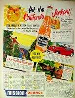1952 Mission Orange Soda Pop Bottle Carton Art Paper AD  
