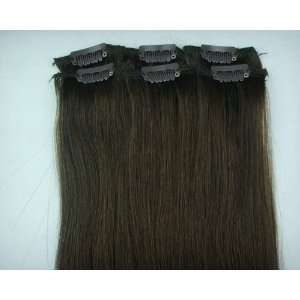  Brown #1b Highlights Streaks Clip on in 100% Human Hair Extensions