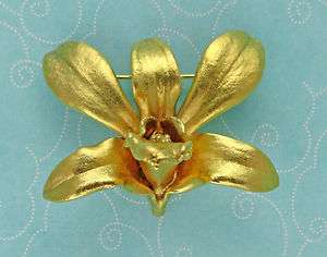 RISIS 24K Gold Plated Orchid Brooch Pin  