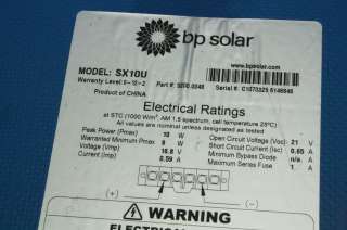 BP Solar Panel SX10U 10W 12 Volt Battery Charger Photovoltaic Module 