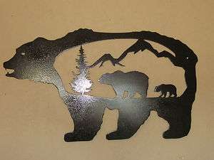 CUSTOM BEAR MOUNTAINS SCENE PLASMA METAL ART WALL HANGING  