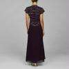 Kara Womens Plum Beaded V neck Dress 12  