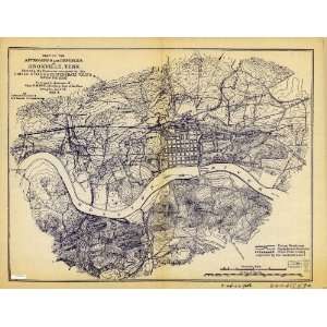  Civil War Map Map of the approaches and defences of Knoxville, Tenn 