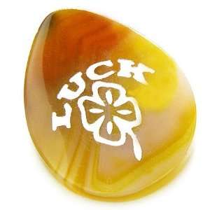  Word Stone Good Luck Talisman Lucky Clover In Natural 