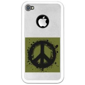   iPhone 4 or 4S Clear Case White Peace Symbol Ink Blot 