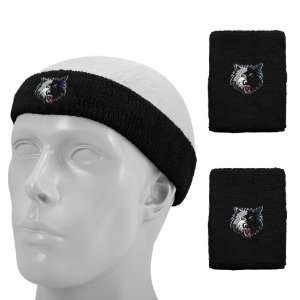   Timberwolves Black Headband & Wristband Set