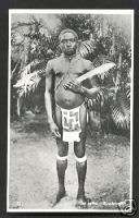 Bush Negro with Knife photo postcard Suriname 30s  