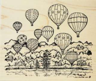 Northwoods Rubber Stamps Hot Air Balloons Valley Sports Card Making 